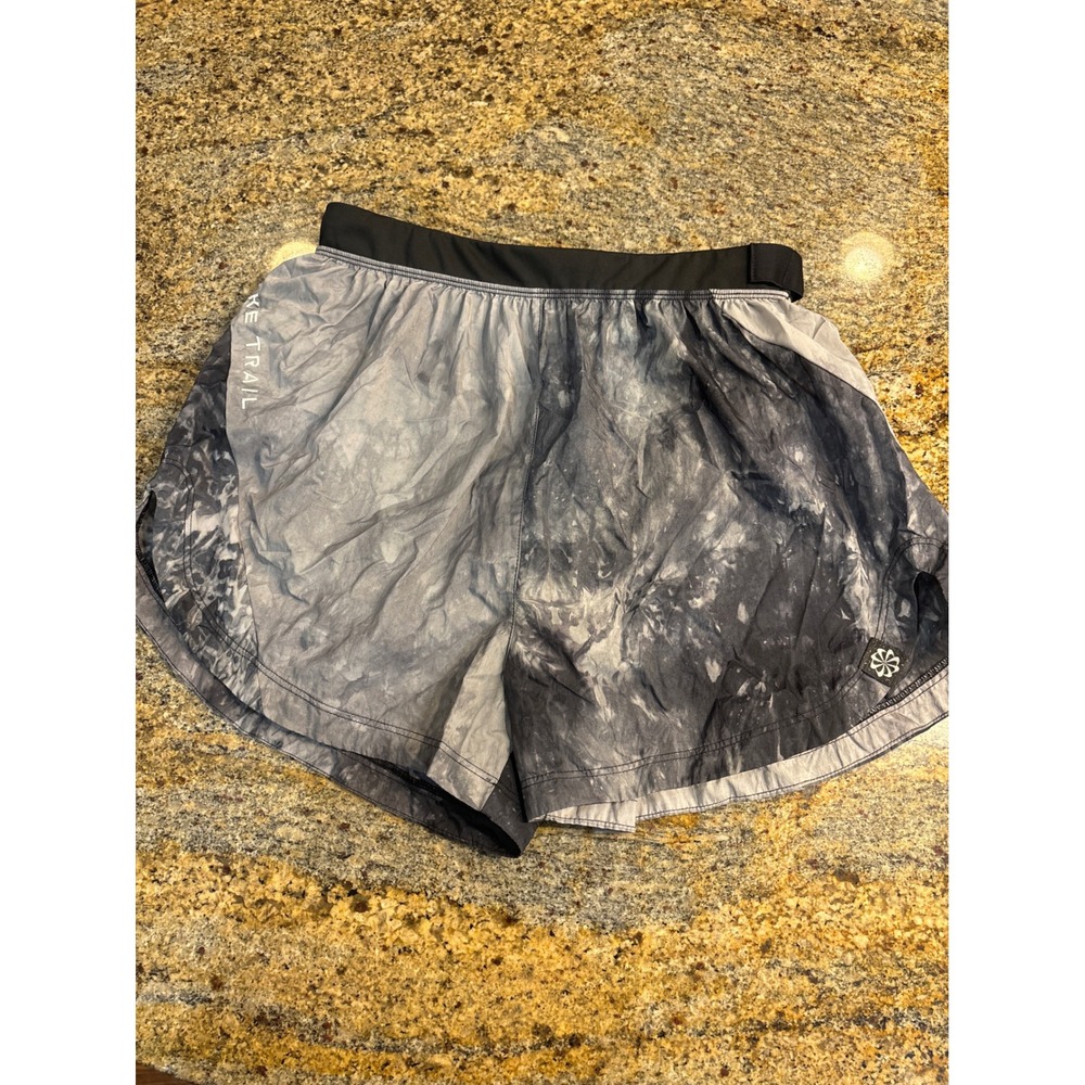 Nike Trail Running Shorts Womens small Grey Black Tie Dye Marble Print